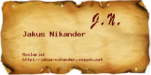 Jakus Nikander névjegykártya